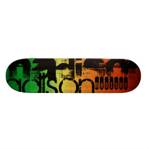 Skate Nome Personalizado no Neon Orange Yellow & Green