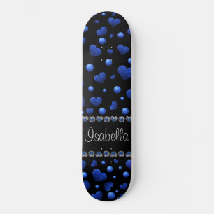 Skate Nome personalizado, padrão de brilho cardíaco az