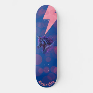 Skate Nome Personalizado Relâmpago Mágico Unicórnio Rosa