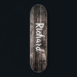 Skate Nome Personalizado Rustic Wood Personalizado<br><div class="desc">skate personalizado para adicionar seu nome em um fundo de madeira rústica.</div>