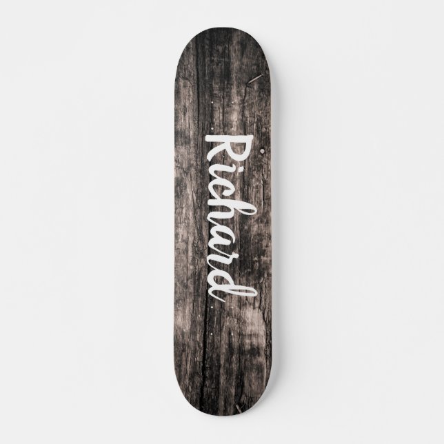 Skate Nome Personalizado Rustic Wood Personalizado (Frente)