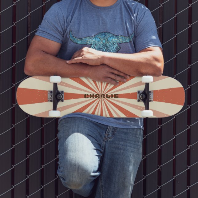 Skate Nome Personalizado Terracota em Estilo Retro Perso (Ao ar livre 3)