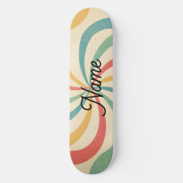 Skate Nome Personalizado Tipografia de Stripes Retro