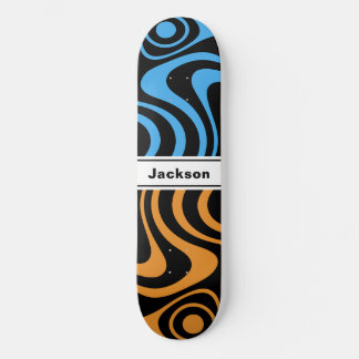 Skate Nome Personalizado Trippy Ondulado 70s Retrô Azul
