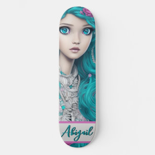 Skate Nova Princesa de Londres com Cabelo Turquesa e Olh