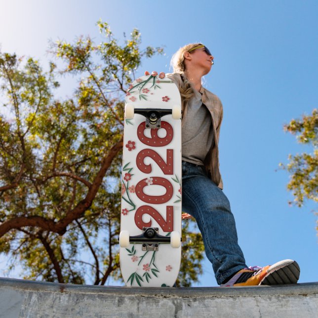Skate Números de Bambu 2026 com Flor de Cerejeira (Ao ar livre 1)