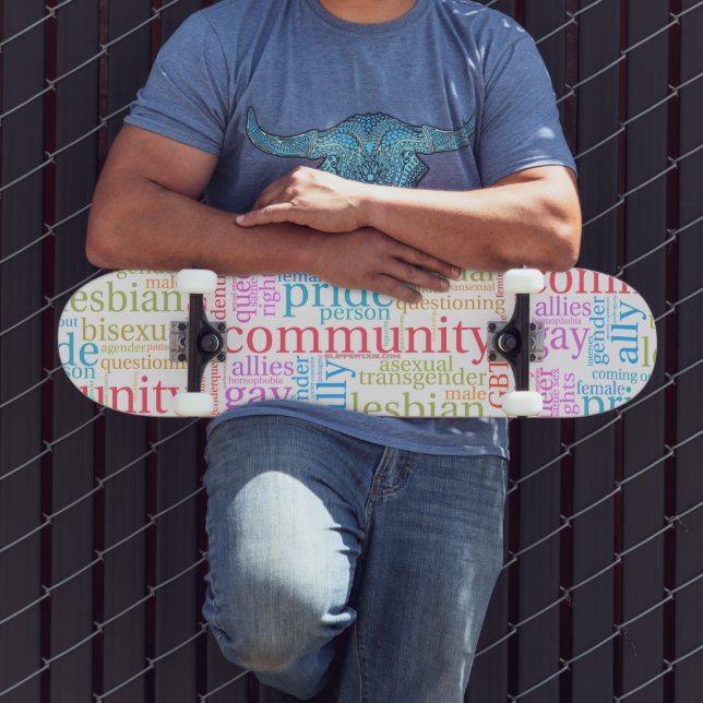 Skate nuvem de palavras da comunidade LGBTQ+ arco-íris d (Ao ar livre 3)