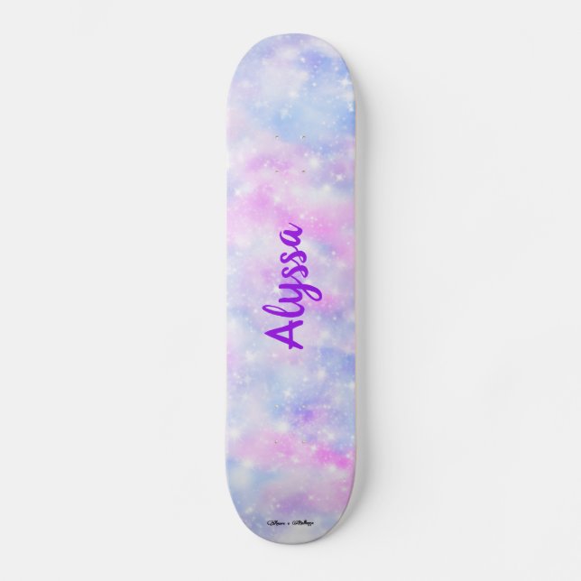Skate Nuvens Estéticas de Pastel Dispersam Personalizada (Frente)
