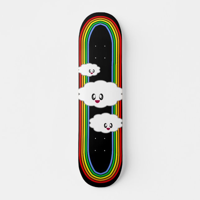 SKATE NUVENS KAWAII ARCO-ÍRIS ROSTO FELIZ (Frente)