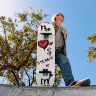 Skate O Amor ao Dinheiro Mal Graffiti Cristão Vermelho