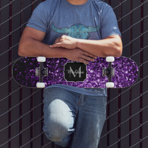 Skate O brilho roxo escuro bonito sparkles monograma