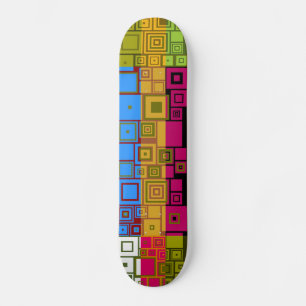 Skate O pop colorido retro esquadra o teste padrão da