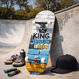 Skate O Rei Jesus Governa Grafite Cristão Tijolo Branco