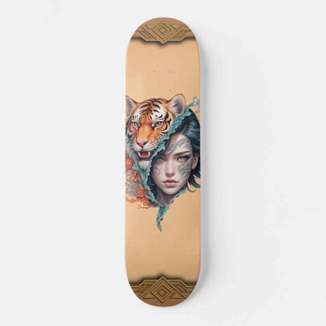 Skate O tigre e a mulher, força e graça. (Frente)