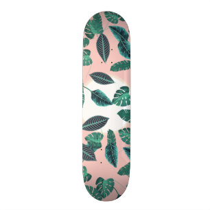 Skate O verde tropical do rosa do verão deixa o teste