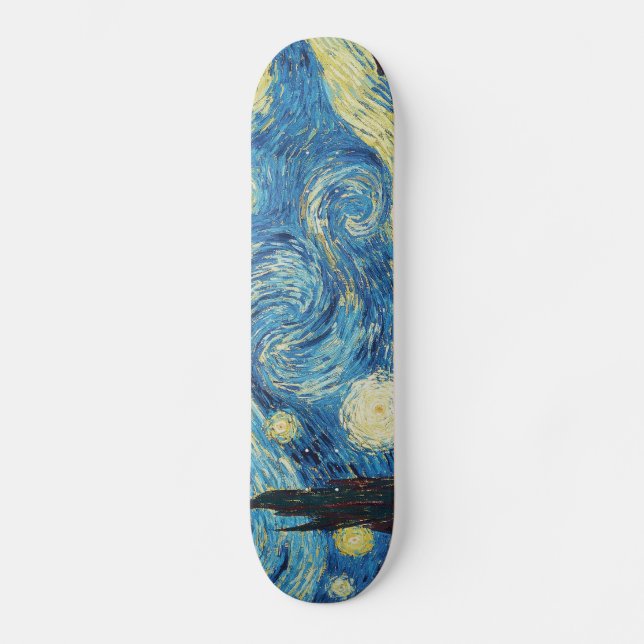 Skate Obra-Prima Vintage Azul Noite Estrelada de Van Gog (Frente)