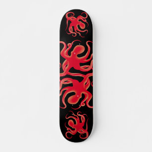 Skate Octopus de arte de vetor vermelho simples Silhouet