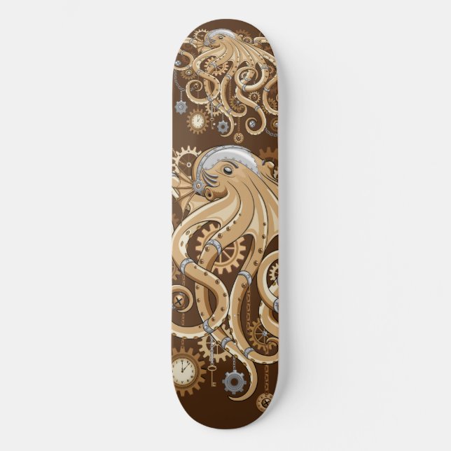 Skate Octopus Steampunk Surreal Retro Style Machine  (Frente)