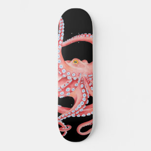 Skate Octopus Watercolor Vermelho A Preto
