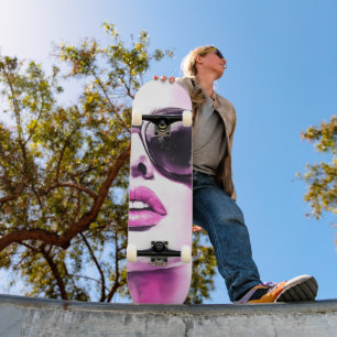 Skate Óculos de Sol Femininos de Moda em Aquarela Rosa C