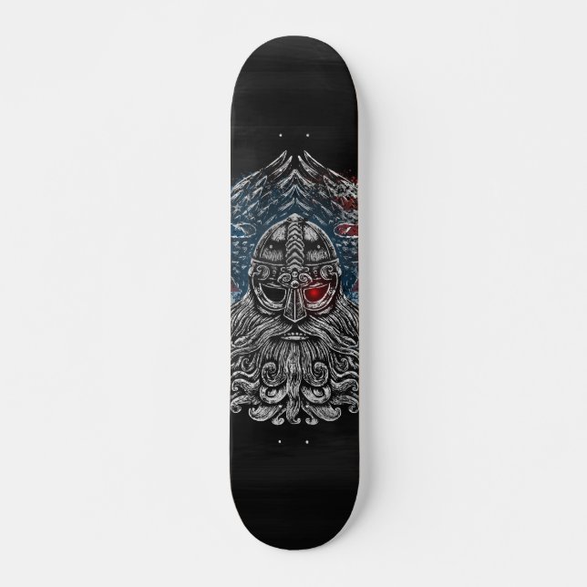 Skate Odin ravens e espadas Viking Mythology bandeira do (Frente)