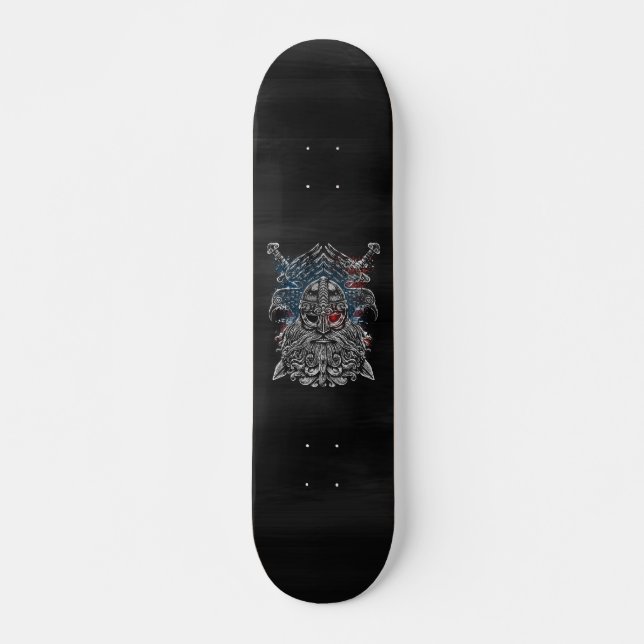 Skate Odin ravens e espadas Viking Mythology bandeira do (Frente)
