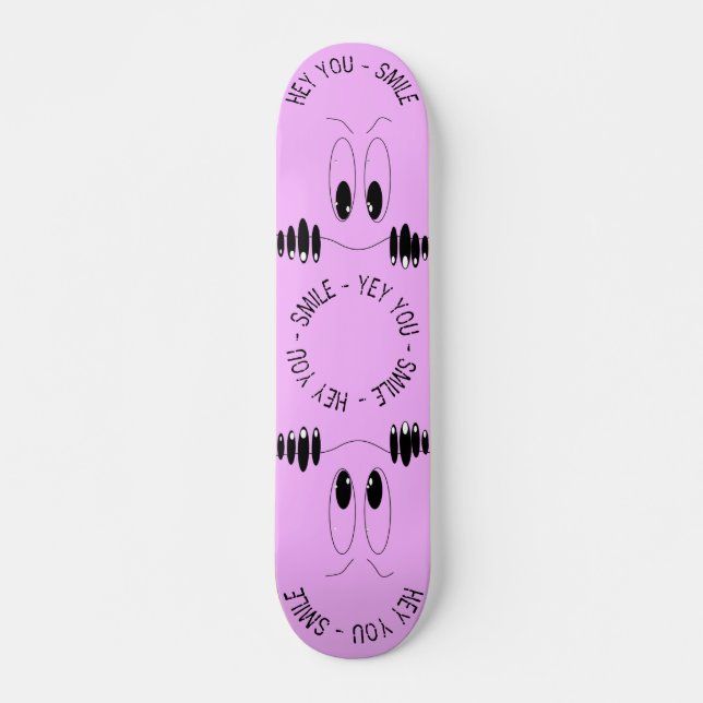 Skate Olhos Curiosos - Sorria - Adicione Seu Texto/Cor (Frente)