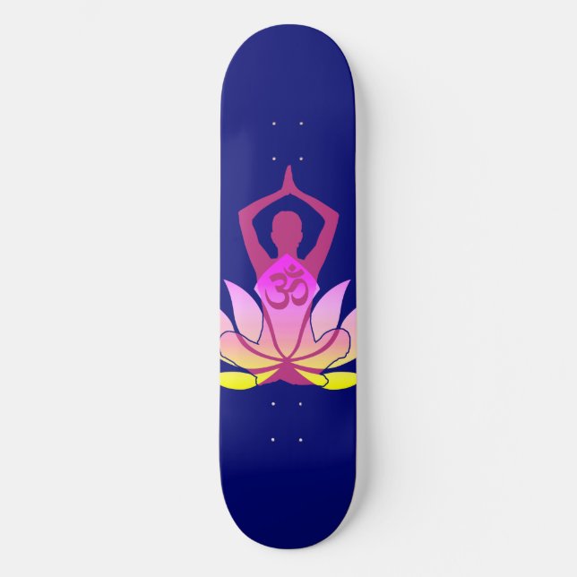 Skate OM Namaste Espiritual Lotus Flower Yoga azul (Frente)
