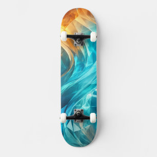 Skate Onda Baixo Poli de Ciano Laranja Brilhante
