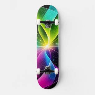 Skate Onda de Energia Abstrata Arco-íris Neon Brilhante