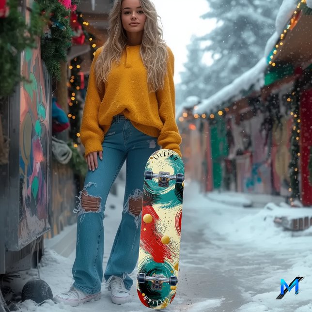 Skate Ondas Abstratas Dinâmicas com Texturas Ousadas (Criador carregado)