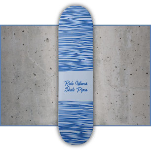 Skate Ondas Azuis, Arte de Linha Divertida, Surfista Sec