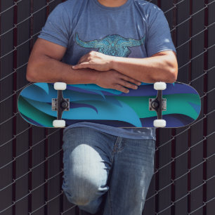Skate Ondas de diferentes tons de azul para verde