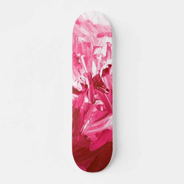 Skate Ondas de Tinta Rosa abstrato (Frente)