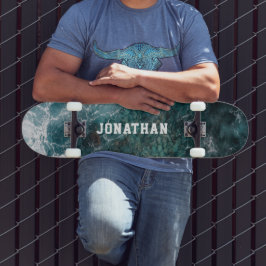 Skate Ondas do Oceano Azul Moderno Aérea Personalizada