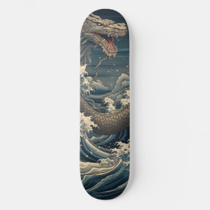 Skate Ondas Dragão Arte Japonesa