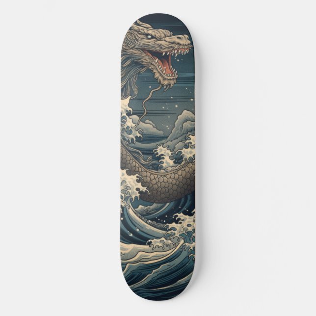Skate Ondas Dragão Arte Japonesa (Frente)