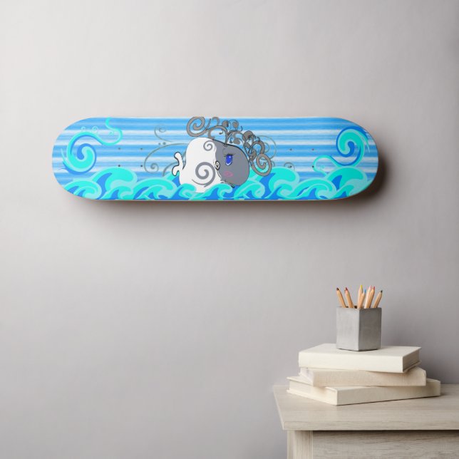 Skate Ondas E Baleias (Arte de parede (Horz))