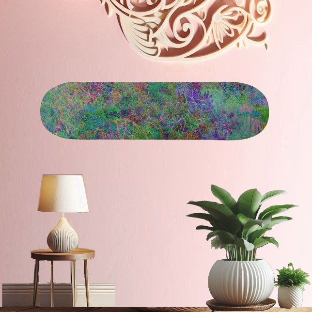 Skate Ondas Místicas Coloridas Do Oceano abstrato (Abstract Art Colorful Mystic Ocean Waves Blue Skateboard)