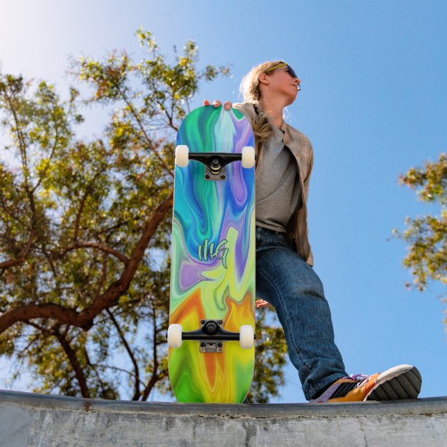 Skate Ondas Queimando Abstratas Personalizadas (Ao ar livre 1)
