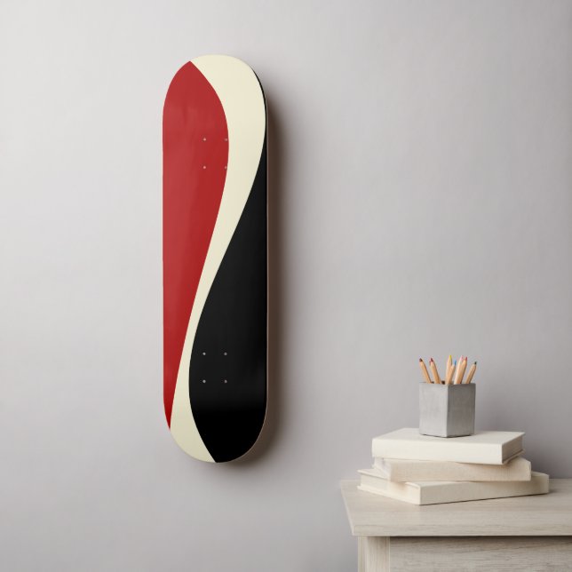 Skate Ondas Simples 2 em Vermelho e Creme (Arte de parede)