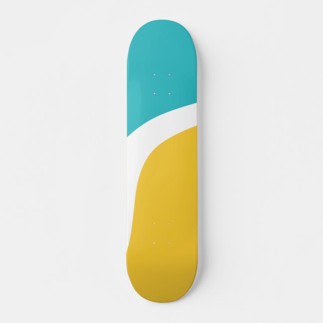 Skate Ondas Simples 3 - Turquesa e Amarelo (Frente)