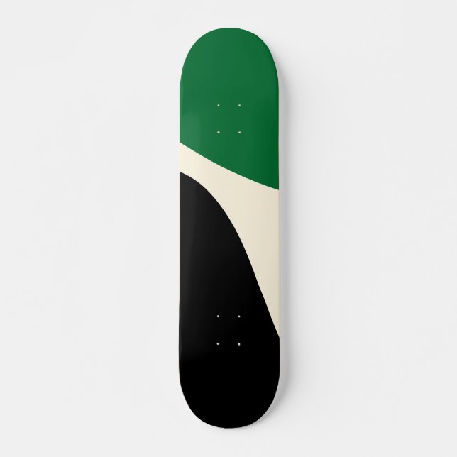 Skate Ondas simples 4 em verde, creme e preto (Frente)