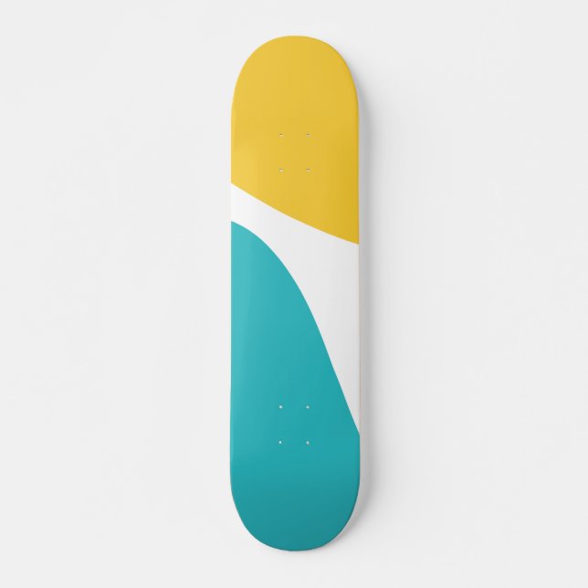Skate Ondas Simples 4 - Turquesa e Amarelo (Frente)