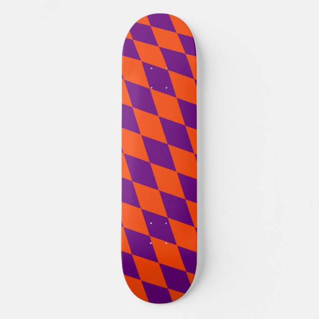 Skate Orange and Purple Harlequin Checkered Design  (Frente)