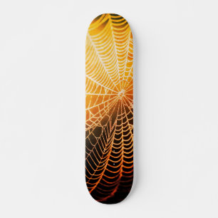Skate Orange Black Creepy Spooky Spider Web