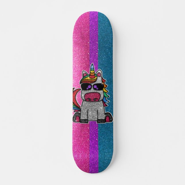 Skate Orgulho Bissexual Glitter Rainbow Unicorn (Frente)