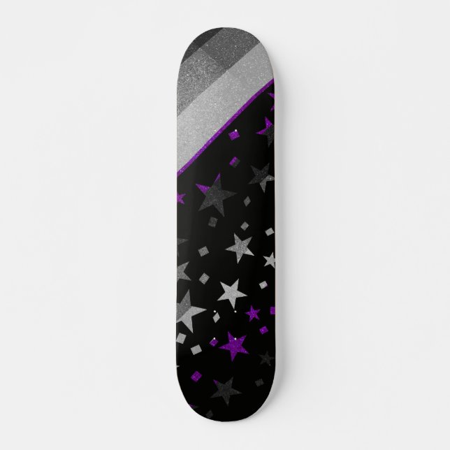 Skate Orgulho gay de Starry Sinalizador Sparkly Asexual  (Frente)