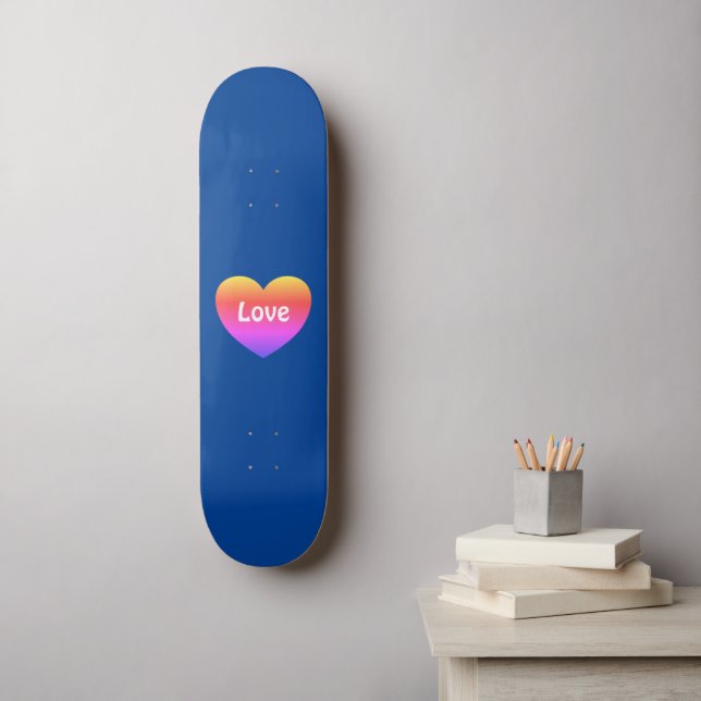 Skate Orgulho gay LGBTQ Rainbow Heart Love Blue (Arte de parede)