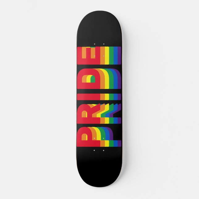 Skate Orgulho lgbt lgbtq gay arco-íris preto (Frente)